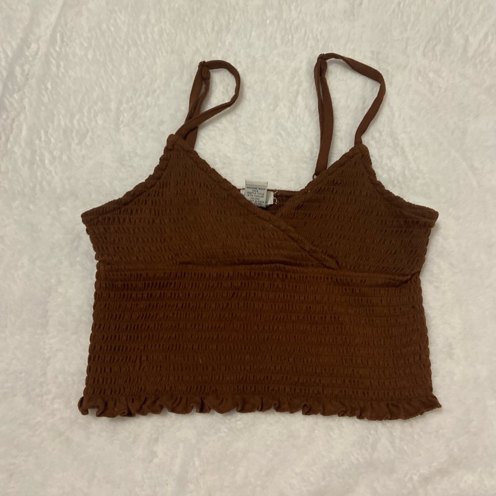 brown scrunched crop top from the 21 size L